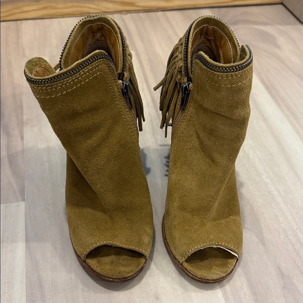 Dolce Vita Suede Peep-Toe Ankle Boots - Brown